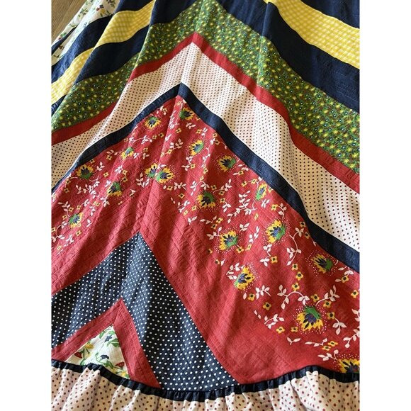 Lisanne Junior Patchwork Ruffle Neck Dress Size Measured Bohemian Hippie Maxi - Picture 7 of 10